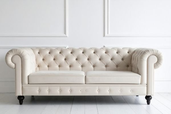 Modern upholstered sofa for residential interior.