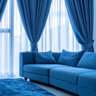 Custom curtains and carpets for hotel interior projects.